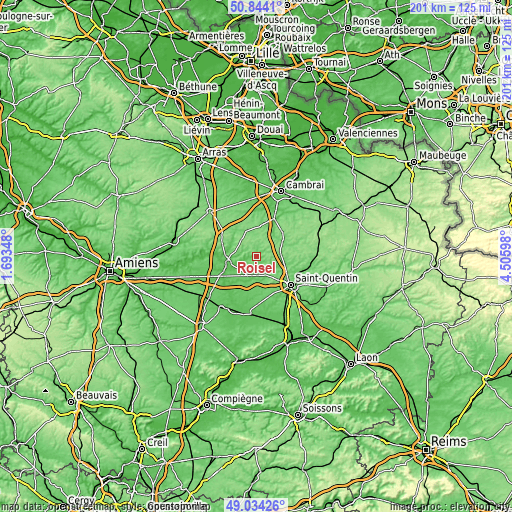 Topographic map of Roisel