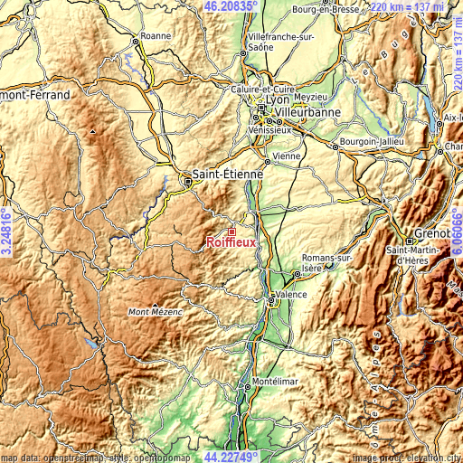 Topographic map of Roiffieux