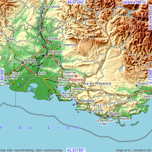 Topographic map of Rognes