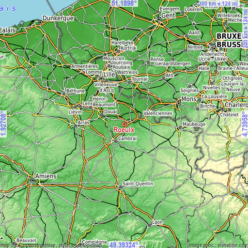 Topographic map of Rœulx