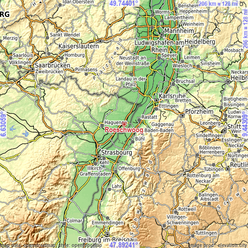 Topographic map of Roeschwoog