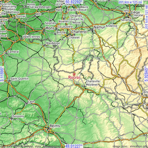 Topographic map of Rocroi