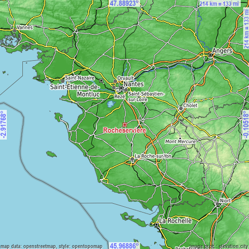 Topographic map of Rocheservière