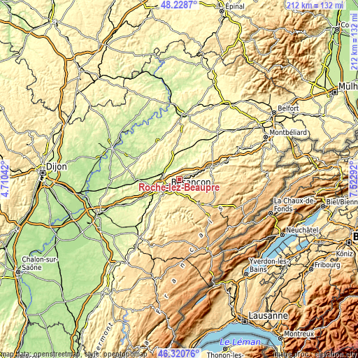 Topographic map of Roche-lez-Beaupré