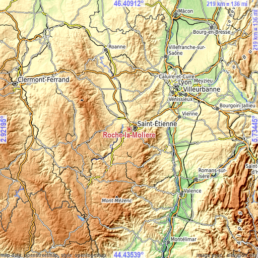 Topographic map of Roche-la-Molière