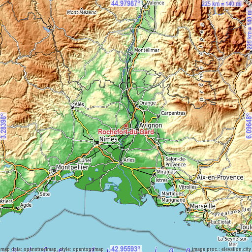 Topographic map of Rochefort-du-Gard