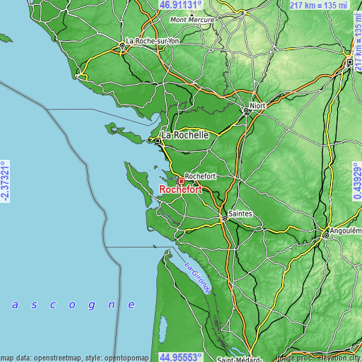 Topographic map of Rochefort