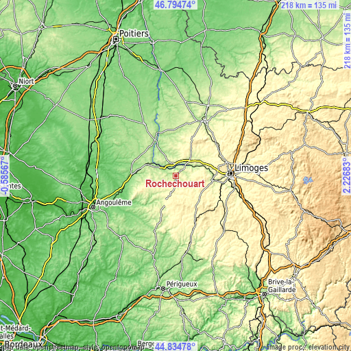 Topographic map of Rochechouart