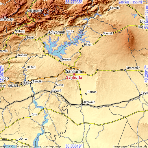 Topographic map of Şanlıurfa