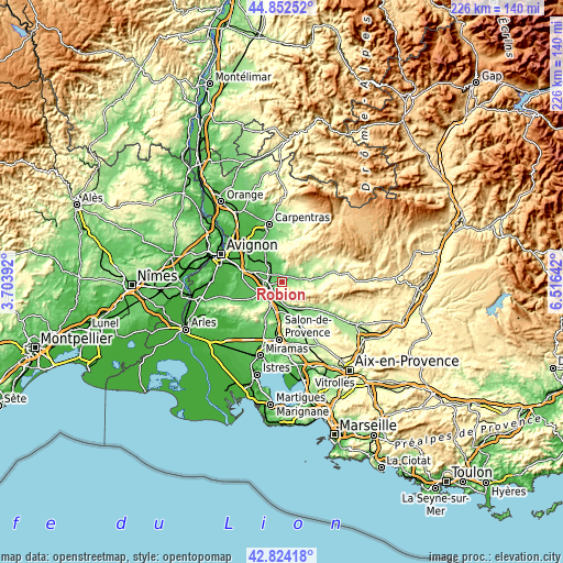 Topographic map of Robion