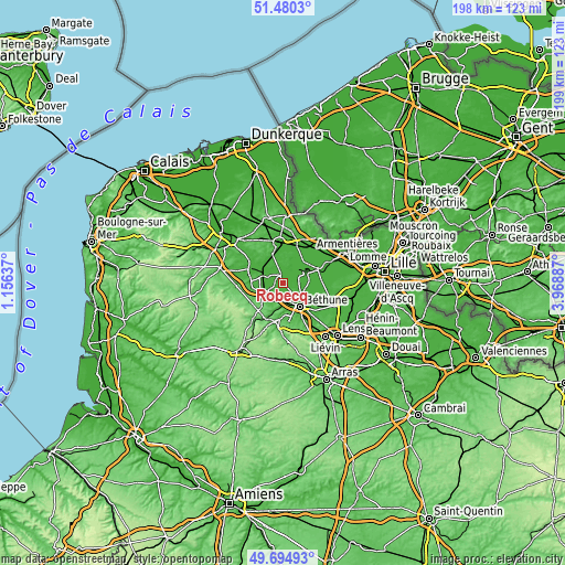 Topographic map of Robecq