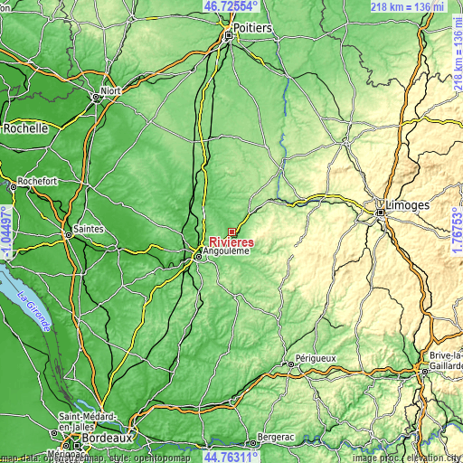 Topographic map of Rivières