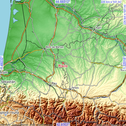 Topographic map of Riscle