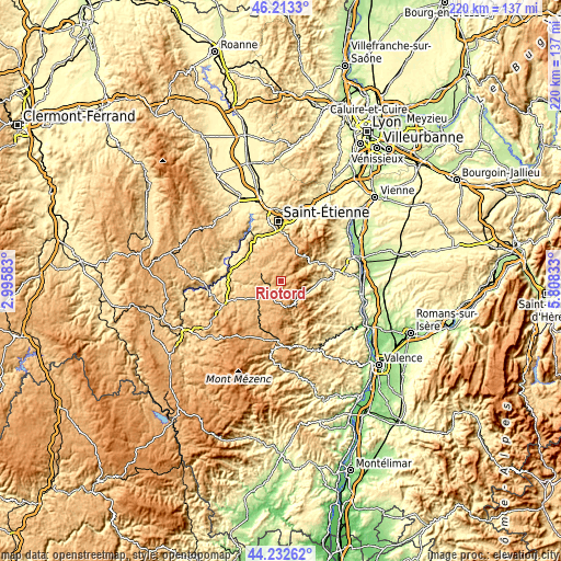 Topographic map of Riotord