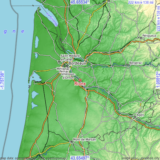 Topographic map of Rions