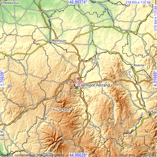 Topographic map of Riom