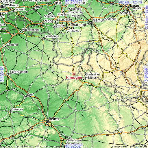 Topographic map of Rimogne