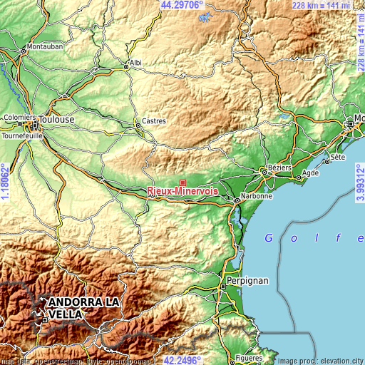 Topographic map of Rieux-Minervois