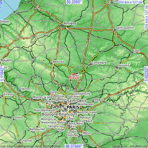 Topographic map of Rieux