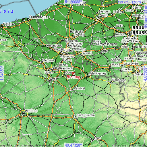 Topographic map of Rieulay