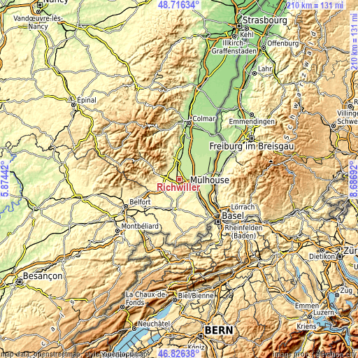 Topographic map of Richwiller