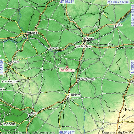 Topographic map of Richelieu