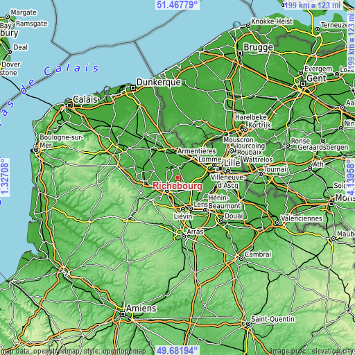 Topographic map of Richebourg