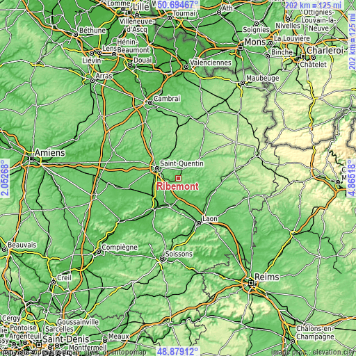 Topographic map of Ribemont
