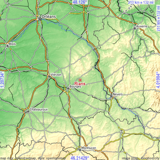 Topographic map of Rians