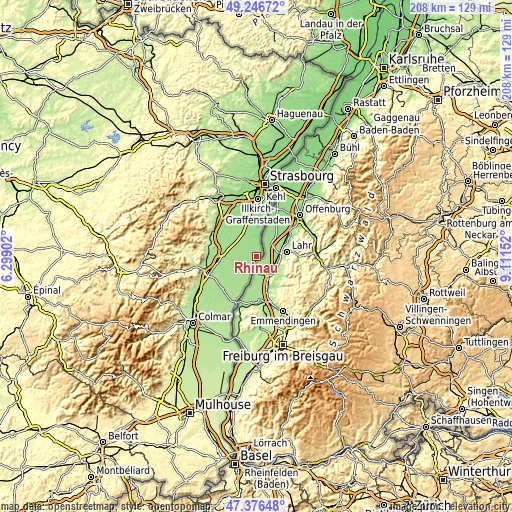 Topographic map of Rhinau