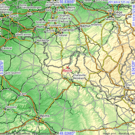 Topographic map of Revin