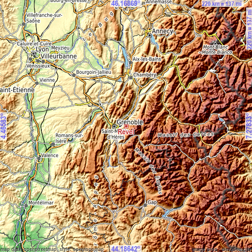 Topographic map of Revel