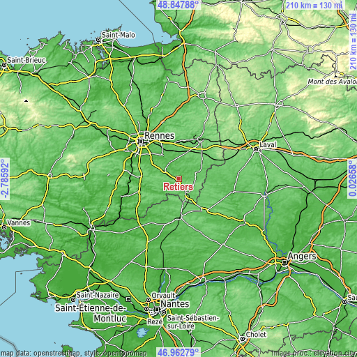 Topographic map of Retiers