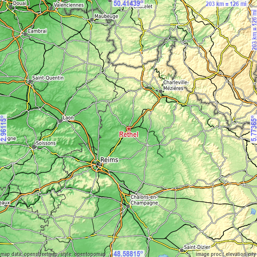 Topographic map of Rethel