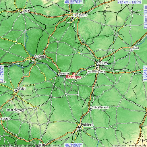 Topographic map of Restigné