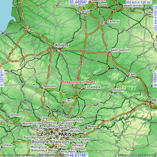 Topographic map of Ressons-sur-Matz