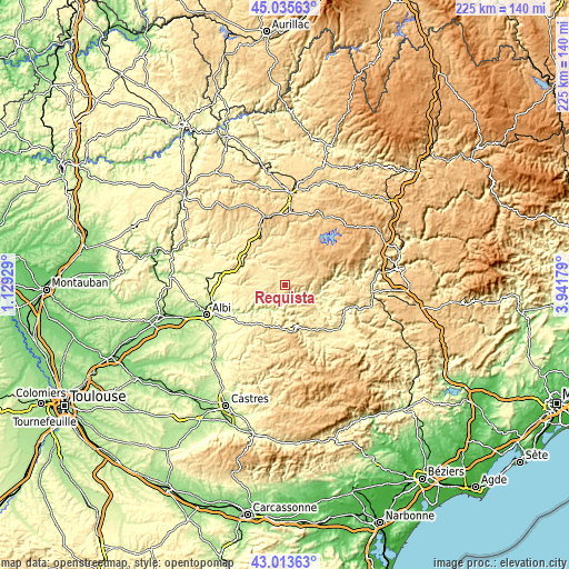 Topographic map of Réquista