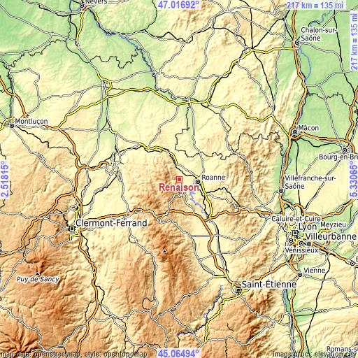 Topographic map of Renaison