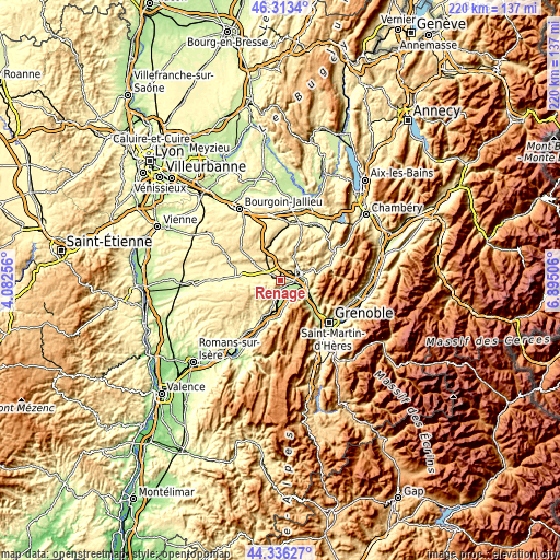 Topographic map of Renage