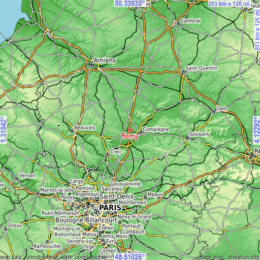 Topographic map of Remy