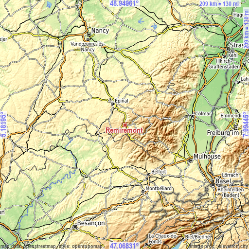 Topographic map of Remiremont