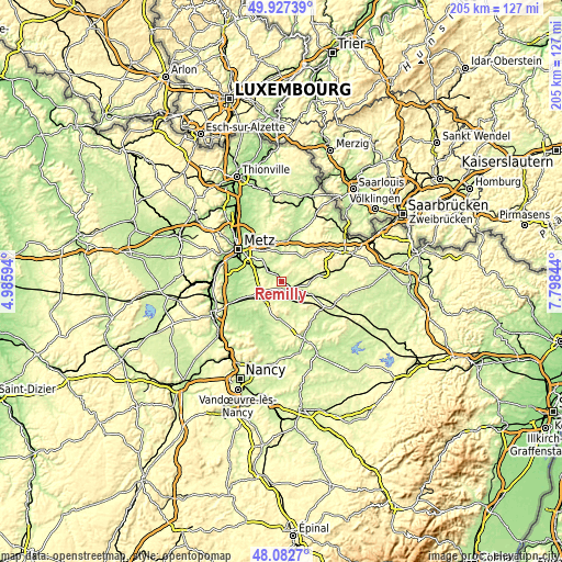 Topographic map of Rémilly