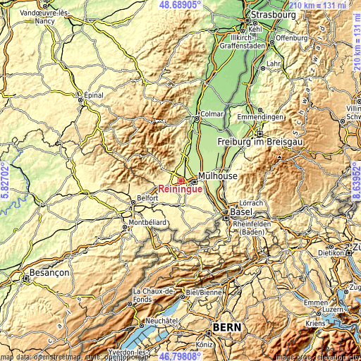 Topographic map of Reiningue