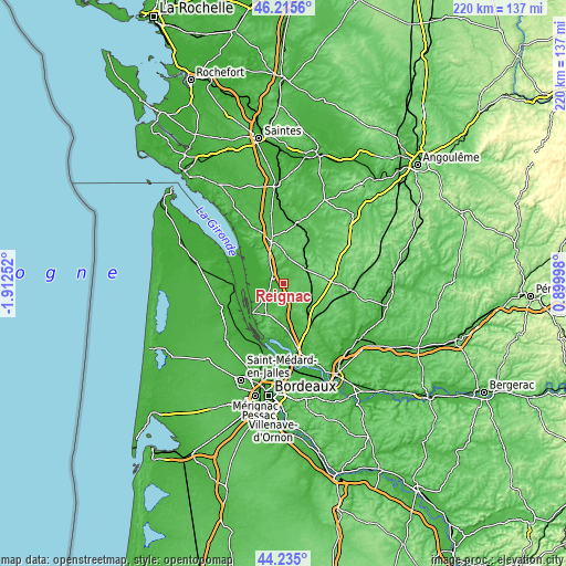 Topographic map of Reignac