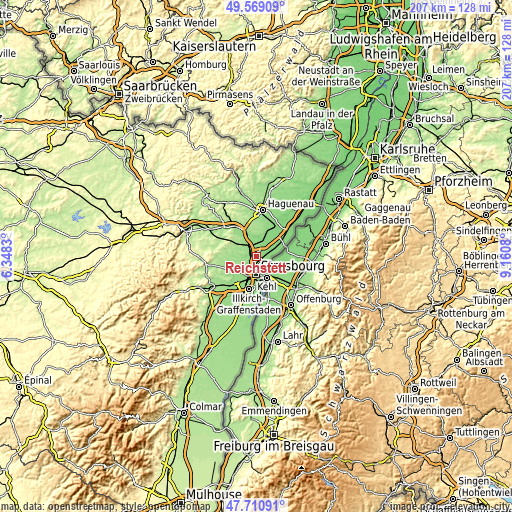 Topographic map of Reichstett