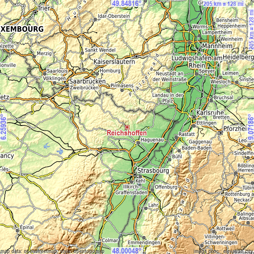 Topographic map of Reichshoffen