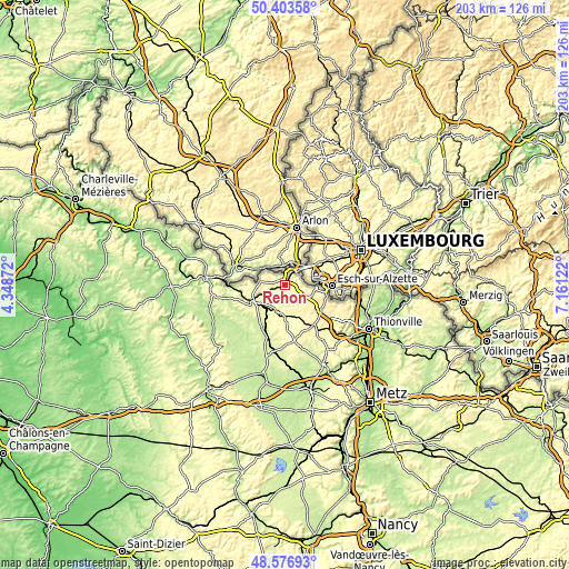 Topographic map of Réhon