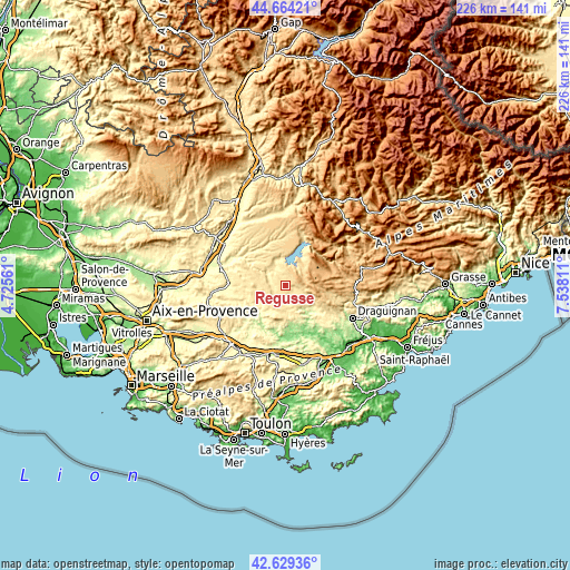 Topographic map of Régusse