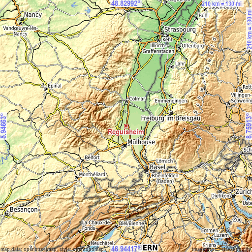 Topographic map of Réguisheim