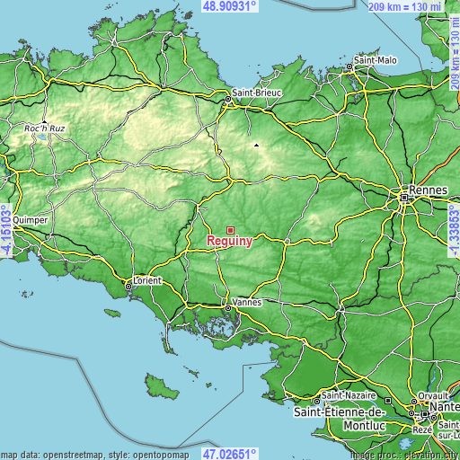 Topographic map of Réguiny